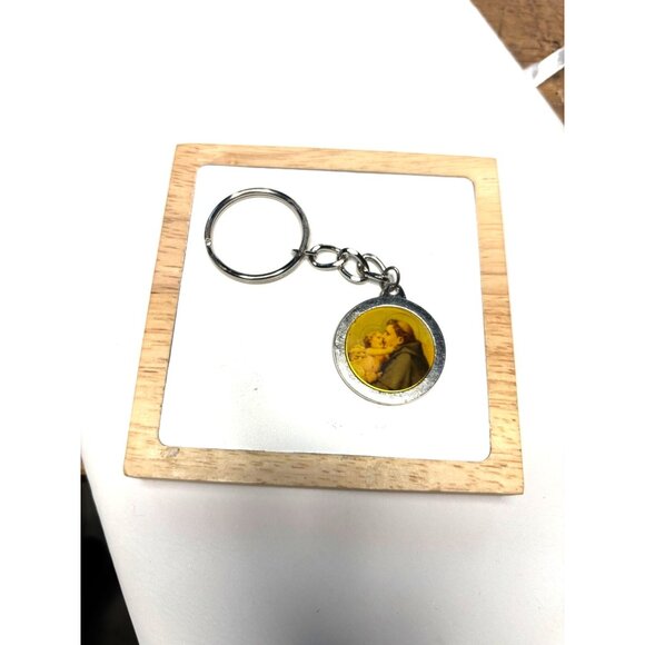 Saint Anthony Blessed Relic Keychain With Double-Sided Religious Medallion & Cha - Picture 1 of 8